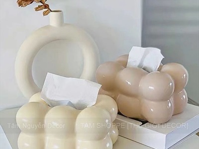 Hộp đựng khăn giấy gốm hình đám mây CN [Dày dặn - Đáy thủng] HOPKHANGIAY-02