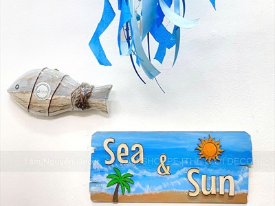 Bảng gỗ treo tường trang trí chủ đề biển 13 kiểu [Lẻ từng cái - Có khoen treo] BANGTREO-BIEN-03