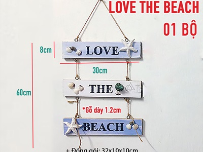Bảng treo chủ đề biển Beach House chữ nhật 2-3 tầng [dây thừng - vỏ ốc thật] BTC-BIEN-02