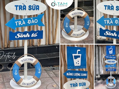 [ORDER 10-15 NGÀY] Bộ cây chỉ đường phao cứu sinh dưới chân [Theo YC/ Cao 2m] CC-BIEN-2607