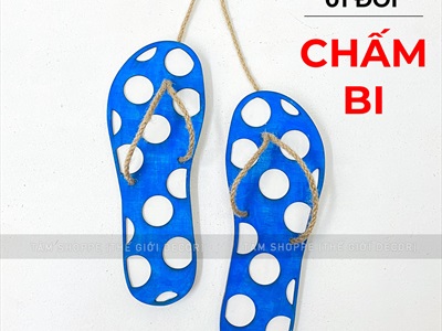 Dây treo đôi dép lào đi biển bằng gỗ [Decor - Tỷ lệ 1:1] DTR-BIEN-20