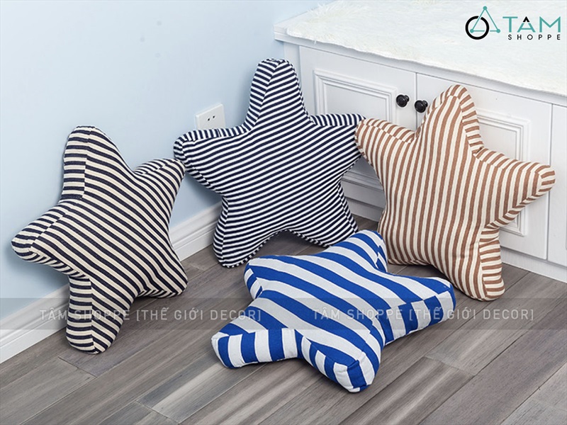 Gối tựa lưng hình ngôi sao sọc chéo [Vải canvas - Đặc ruột] GOI-03