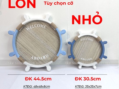 Khay gỗ hình bánh lái tàu chủ đề biển [Có khoen treo tường - 2 cỡ] KHAY-GO-03