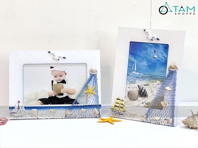 Khung ảnh chủ đề biển CN khung trắng [Handmade - Khung gỗ] KHUNGANH-01
