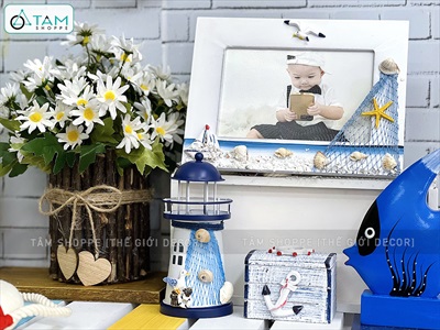 Mô hình ngọn hải đăng sắt đèn Led đổi màu [Nhiều cỡ - Sẵn pin] HAIDANG-02
