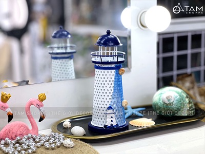 Mô hình ngọn hải đăng sắt đèn Led đổi màu [Nhiều cỡ - Sẵn pin] HAIDANG-02
