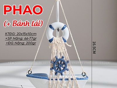 Mô hình thuyền mini buồm lưới tông trắng xanh [Thủ công - 04 kiểu] THUYEN-06