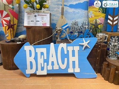 Tranh gỗ chủ đề biển chữ BEACH theo yêu cầu [Thủ công - Kĩ đẹp] TRANHGO-02