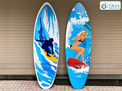 Ván lướt sóng decor nam nữ tông xanh cao 150cm [Gỗ dày - chuẩn đẹp] VLS-09