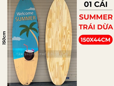 Ván lướt sóng decor SUMMER 2025 cao 150cm [Gỗ dày - chuẩn đẹp] VLS-10