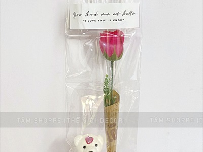 Bé gấu mini trang trí bó hoa hộp quà tặng 3 kiểu [Nhỏ xinh - Được chọn màu] TCV-GAU-01