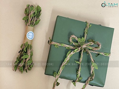 Bó dây thừng đan lá xanh làm handmade [Xinh yêu - Lá vải] DAYTHUNG-02