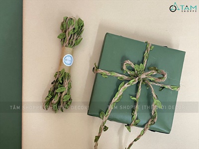 Bó dây thừng đan lá xanh làm handmade [Xinh yêu - Lá vải] DAYTHUNG-02