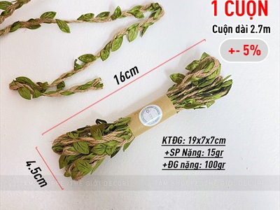 Bó dây thừng đan lá xanh làm handmade [Xinh yêu - Lá vải] DAYTHUNG-02