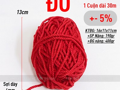 Cuộn dây cotton thô làm handmade [Bản 4li - Nhiều màu] DAYTHUCONG-01