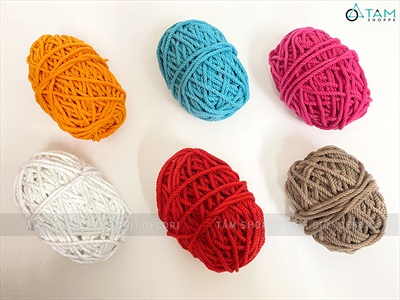 Cuộn dây cotton thô làm handmade [Bản 4li - Nhiều màu] DAYTHUCONG-01