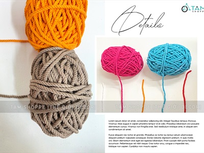 Cuộn dây cotton thô làm handmade [Bản 4li - Nhiều màu] DAYTHUCONG-01