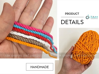 Cuộn dây cotton thô làm handmade [Bản 4li - Nhiều màu] DAYTHUCONG-01