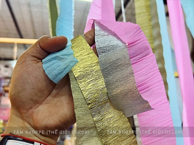 Cuộn giấy nhún nhiều màu handmade decor tiệc PKHM-GIAY-02