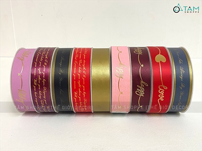 Cuộn ruy băng nhựa in chữ nhiều mẫu [Bản 3cm - Cuộn 45m] RUYBANG-18