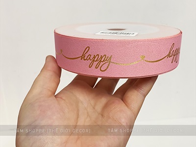Cuộn ruy băng nhựa in chữ nhiều mẫu [Bản 3cm - Cuộn 45m] RUYBANG-18