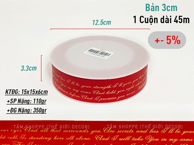 Cuộn ruy băng nhựa in chữ nhiều mẫu [Bản 3cm - Cuộn 45m] RUYBANG-18