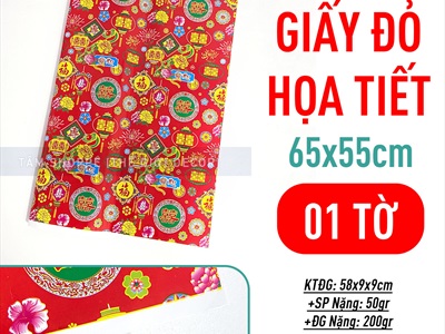 Giấy đỏ trang trí Tết, gấp quạt, gói quà cưới [Giấy đẹp - Nhiều loại] GIAYGOIQUA-05