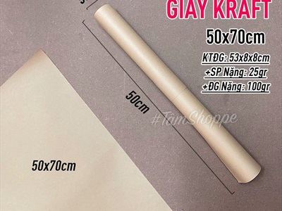 Giấy gói quà Kraft xi măng nâu 50x70cm GIAYGOIQUA-01