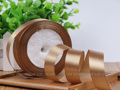 Ruy băng màu đồng vải lụa satin [Nhiều cỡ - Cuộn 22m] RUYBANG-16