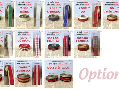Ruy băng vải hoạ tiết sọc caro sang xịn [Nhiều kiểu - Cuộn 20m] RUYBANG-17