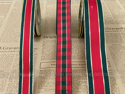 Ruy băng vải hoạ tiết sọc caro sang xịn [Nhiều kiểu - Cuộn 20m] RUYBANG-17