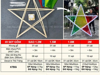 Set phụ kiện tự làm lồng đèn ông sao siêu to ngoài trời [Có lẻ từng món + Loại đẹp] SET-DIY-03