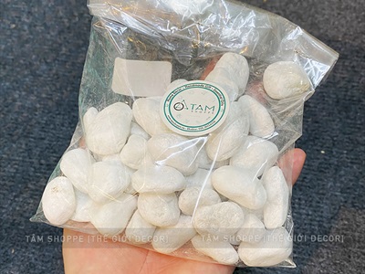 Sỏi đá trắng viên 2-4cm [Bịch 500gr - Sỏi sạch] SOIDA-03