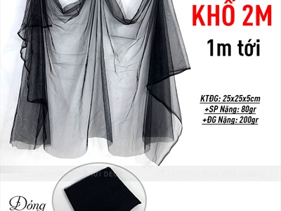 Vải mùng đen trơn khổ 2m (bán theo 1 mét tới) PK-VAI-06