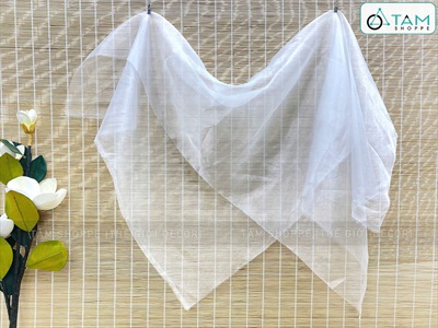 Vải voan cát màu trắng ửng sáng làm cá chép, làm hoa [khổ 150cm -1 mét tới] PK-VAI-12