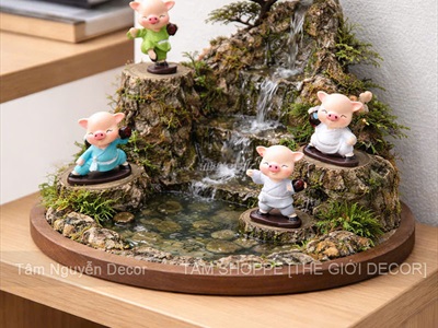 Bộ 4 tượng heo múa võ tuý quyền mini [Dễ thương/ Cao ~7cm] CHUTIEU-09