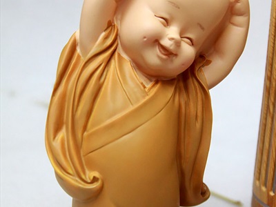 Bộ 03 tượng chú tiểu thả tim dễ thương [2 kích cỡ/ Áo vàng] CHUTIEU-03