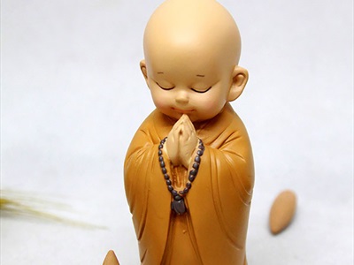 Bộ 03 tượng chú tiểu vui vẻ - tĩnh tâm - hoan hỷ [Cao 13.5cm/ Áo vàng] CHUTIEU-02