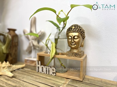 Đầu tượng Phật màu vàng đồng nhiều cỡ [Cao 9-22cm/ Giả cổ] TUONGPHAT-04