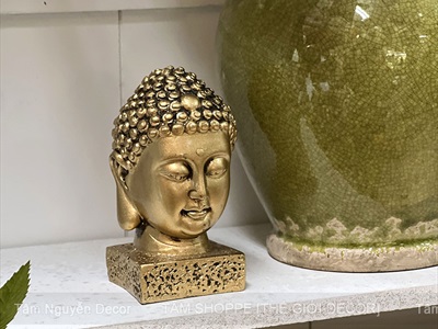 Đầu tượng Phật màu vàng đồng nhiều cỡ [Cao 9-22cm/ Giả cổ] TUONGPHAT-04