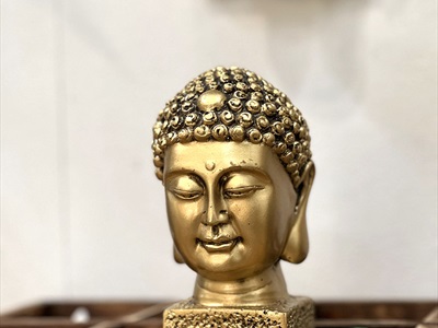 Đầu tượng Phật màu vàng đồng nhiều cỡ [Cao 9-22cm/ Giả cổ] TUONGPHAT-04