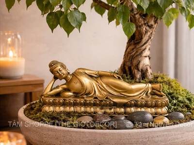Tượng Phật nằm trang trí để bàn [Dài 23cm - Giả cổ] TUONGPHAT-03