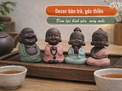 Tượng phật vui vẻ mini gốm nâu [Cao 8cm/ nhiều kiểu] TUONGPHAT-07